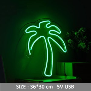 LED Coconut Palm Tree Neon Sign with Acrylic Board Neon Decor Neon Coconut Tree Palm Tree Neon light Home Bedroom Bar Party Wall Decor