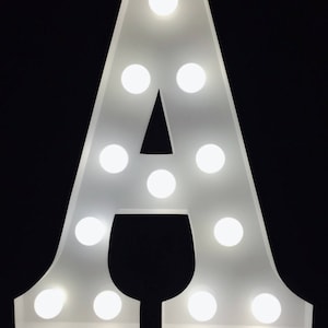 Hand made metal white A marquee letter marquee light 9&quot; tall light up alphabet letter anniversary wedding decor
