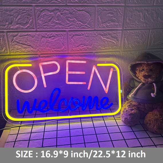 Open Welcome Neon Decor,Shop Store Window Wall Decor