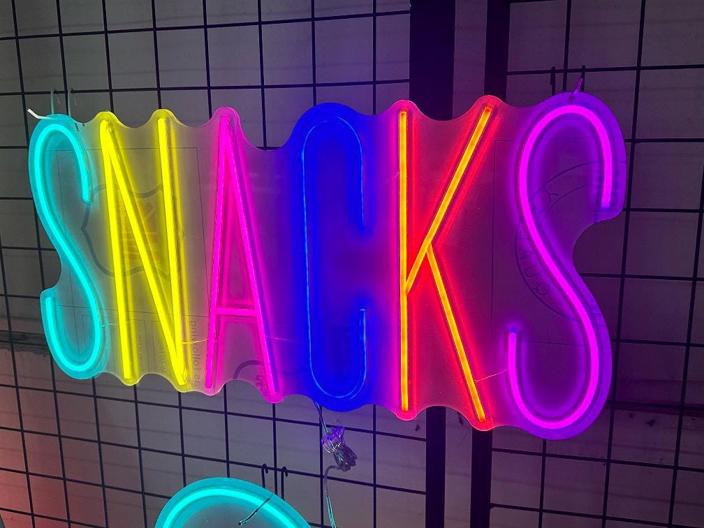 Store Sign Snacks Custom Snack Neon Sign, Store Window Decor - Etsy