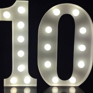 12&quot;Metal Marquee Number 10-19 Light Up Number Marquee Numbers Ten Home Store Anniversary Ceremoney Event Birthday Decor