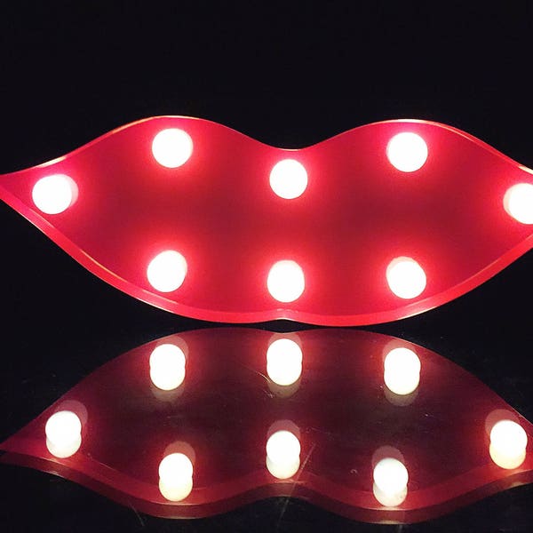 Big metal red lip light 12" wide lipsense decor valentines gift makeup shop product display bedroom club pub bar hotel decor