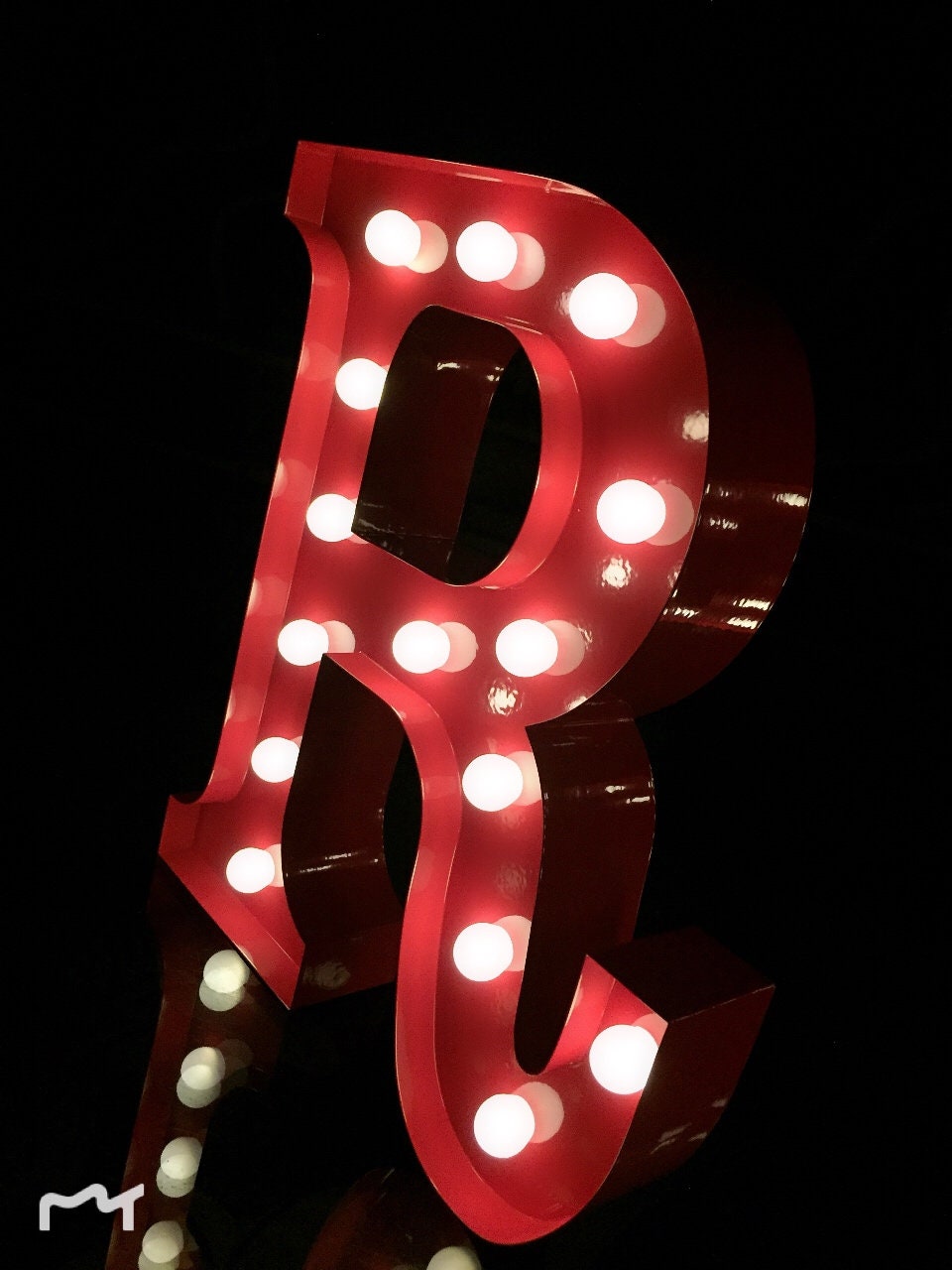 ROT 31x22x5cm=12 INCH MARQUEE LETTER LIGHTS LED ALPHABET METALL ZAHL 4 