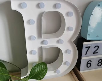 12&quot; Metal  WHITE A-Z marquee letters light up alphabet initial letters illuminated letters home party wedding shop decor battery operated