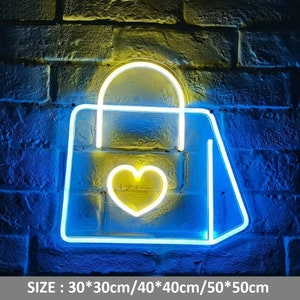 Bolsa LED, letrero de neón, bolso de hombro, bolso, letrero de neón, decoración navideña de neón, bolsa, decoración de tienda, luz