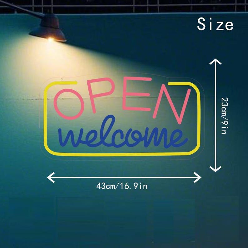 Open Welcome Neon Decor,Shop Store Window Wall Decor image 3
