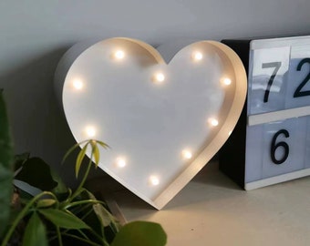 6" High Metal White/Yellow/Blue/Purple/Pink/Red heart Marquee Light Sign Wedding/Proposal Light LED Love Sign Battery Operated