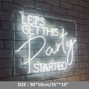 Letrero de neón con letras de neón iluminadas para fiesta con tablero acrílico, decoración de neón para pared, letras de neón personalizadas