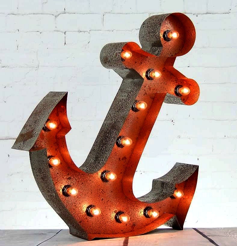 24-39 Metal White Light up Anchor Sign Light Home Wall Table Decor - Etsy