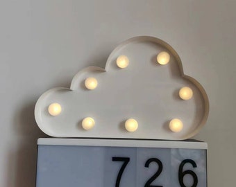 Mini white metal Cloud marquee light marquee sign kids light night light nursery light wall light home decor 5.5" height battery operated