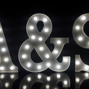 12&quot; Metal  WHITE  A&S marquee  letters marquee light light up alphabet initial letters home party wedding shop store decor battery operated