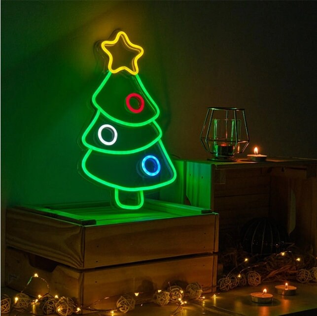 Insegne Luminose LED Natale Neon Albero Di Natale Decorazione Da Parete Vacanza Soggiorno Decorazione Camera Da Letto Luci Ambientali 12V (Taglia : C