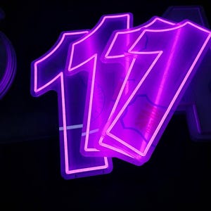 50cm tall Purple Neon Number 0-9 Neon Numbers with Acrylic Board Cut to Shape Numbers Neon light Store Shop Neon Decor