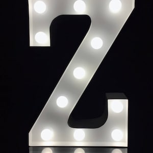 Vintage metal white Z marquee letter marquee light 9&quot;height light up alphabet letter initial letters