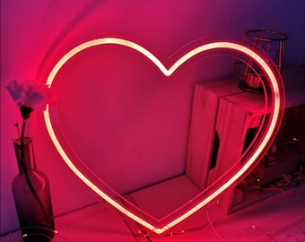Enseigne néon Love Heart : néon art déco LED, alimentation USB