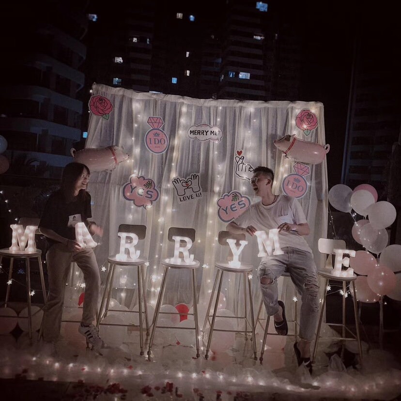 Amazon.co.jp: Roowest Marry Me Letter Light Proposal Decors