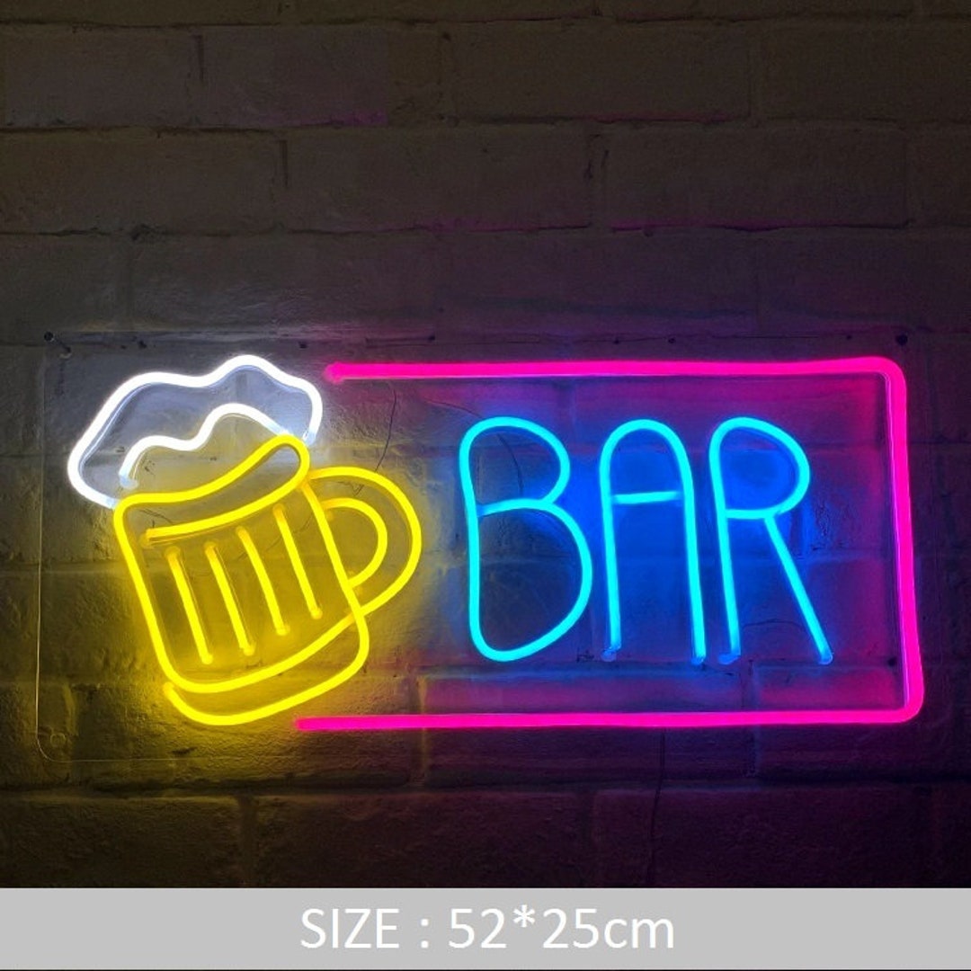 Letrero de neón de bar, luz LED de neón de cerveza para decoración de  pared, letreros de barra de neón alimentados por USB, luces de neón de  barra de