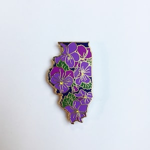 Illinois Violet Enamel Pin - State Flower Pin Series - Purple Violet Midwest Flair Illinois Chicago Pingame Lapel Pin IL floral