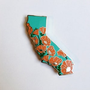 California Poppy Enamel Pin - State Flower Pin Series - Cali Poppies Floral flair flower Golden State Screen printed Collector