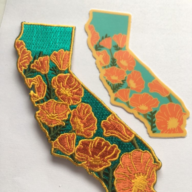 California Poppy Embroidered Patch - Iron On Patches State Flower Ser…
