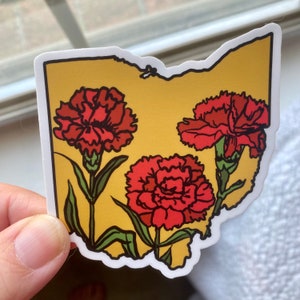 Ohio Scarlet Carnation Sticker - Fundraising sticker for full production - Ohio State Oh State Flower