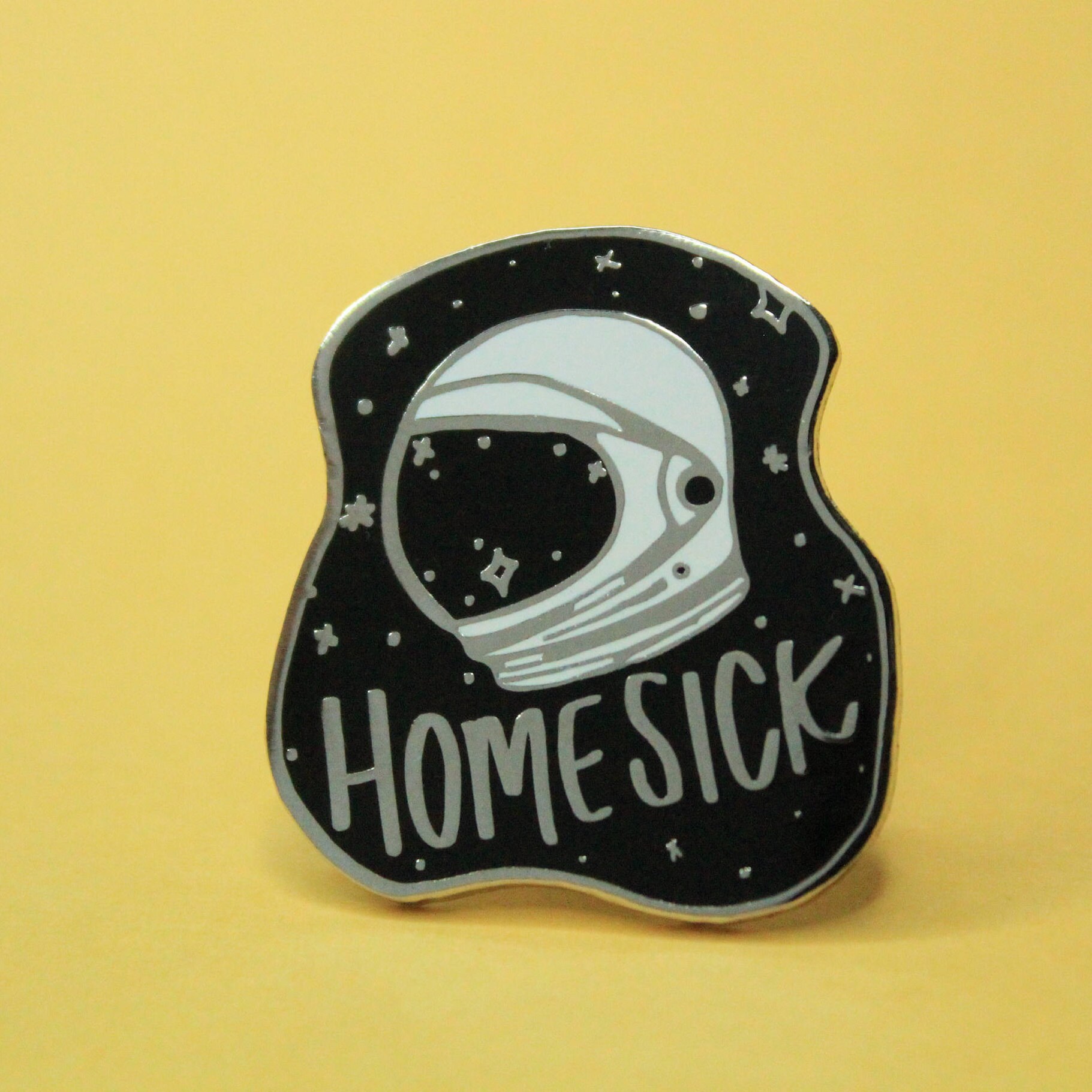 Homesick Space Pin Hard Enamel Pin Galaxy Astronaut Silver Black Whit…
