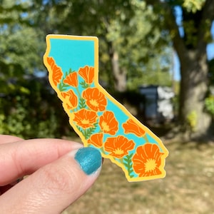 California Poppy State Flower Series Vinyl Sticker Waterproof, durable - CA poppies sticker