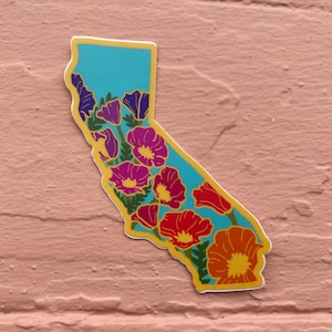 California Poppy SUNSET State Flower Series Vinyl Sticker Waterproof, durable CA poppies pride