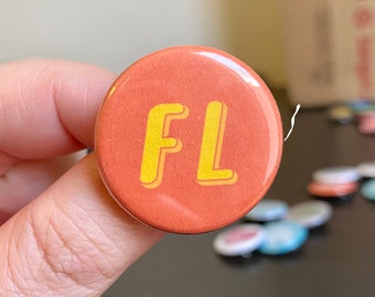 Florida State Initials 1.25" buttons - FL hand-pressed badge pinback button handmade