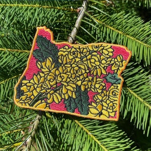 Oregon Grape Embroidered Patch - State Flower Series - OR flowers Oregon Grapes