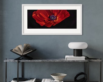 Poppy I, vibrant red poppy print by English artist Karen Hollis (unframed)