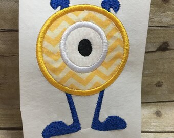 Circle Monster Applique, Monster Embroidery Design Applique