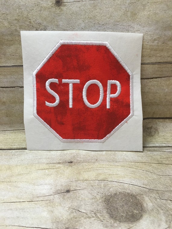 Stop Sign Applique Stop Sign Embroidery Design Applique Stop Etsy