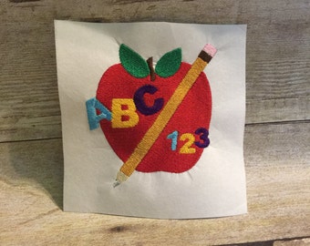 Back to School Embroidery Design, School Apple Embroidery Design
