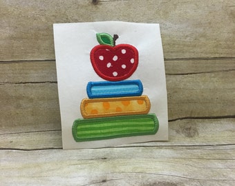 Apple With Books Applique, Back to School Applique , School Applique