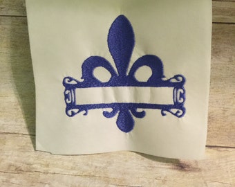 Fleur De Lis Frame embroidery Design, Fleur De Lis Frame Applique