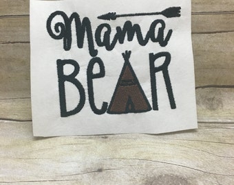 Momma Bear Embroidery Design, Arrow Momma Bear Embroidery Design