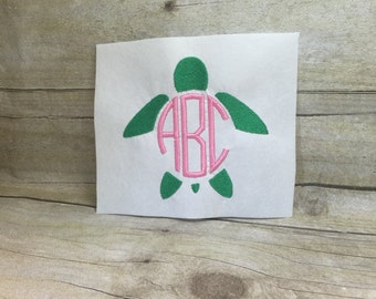 Turtle Monnogram Embroidery Design, Turtle Embroidery Design