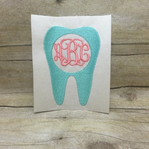 Tooth Monogram Embroidery Design, Monogrammed Tooth Embroidery Design