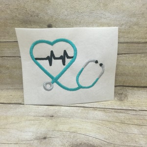 Stethoscope Embroidery Design, Stethoscope Heartbeat Embroidery Design