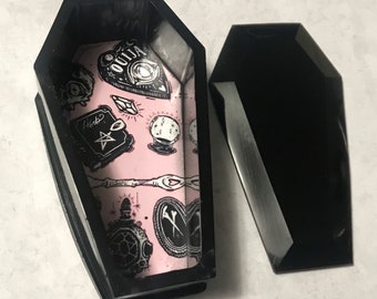 Witchy Ouija Planchette Black Resin Coffin Storage/Trinket Box