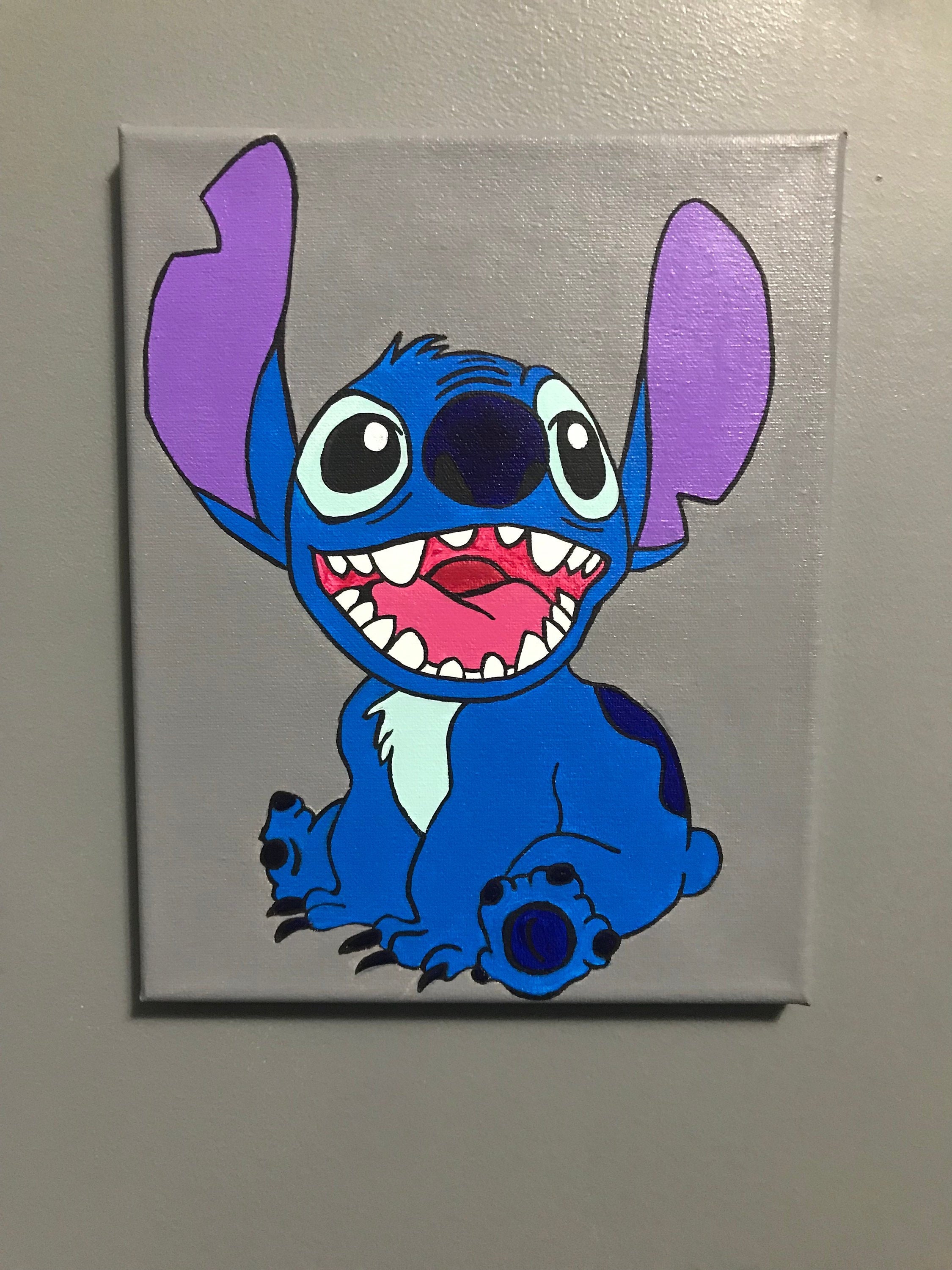 Stitch from Lilo & Stitch Acrylic Canvas Painting Etsy