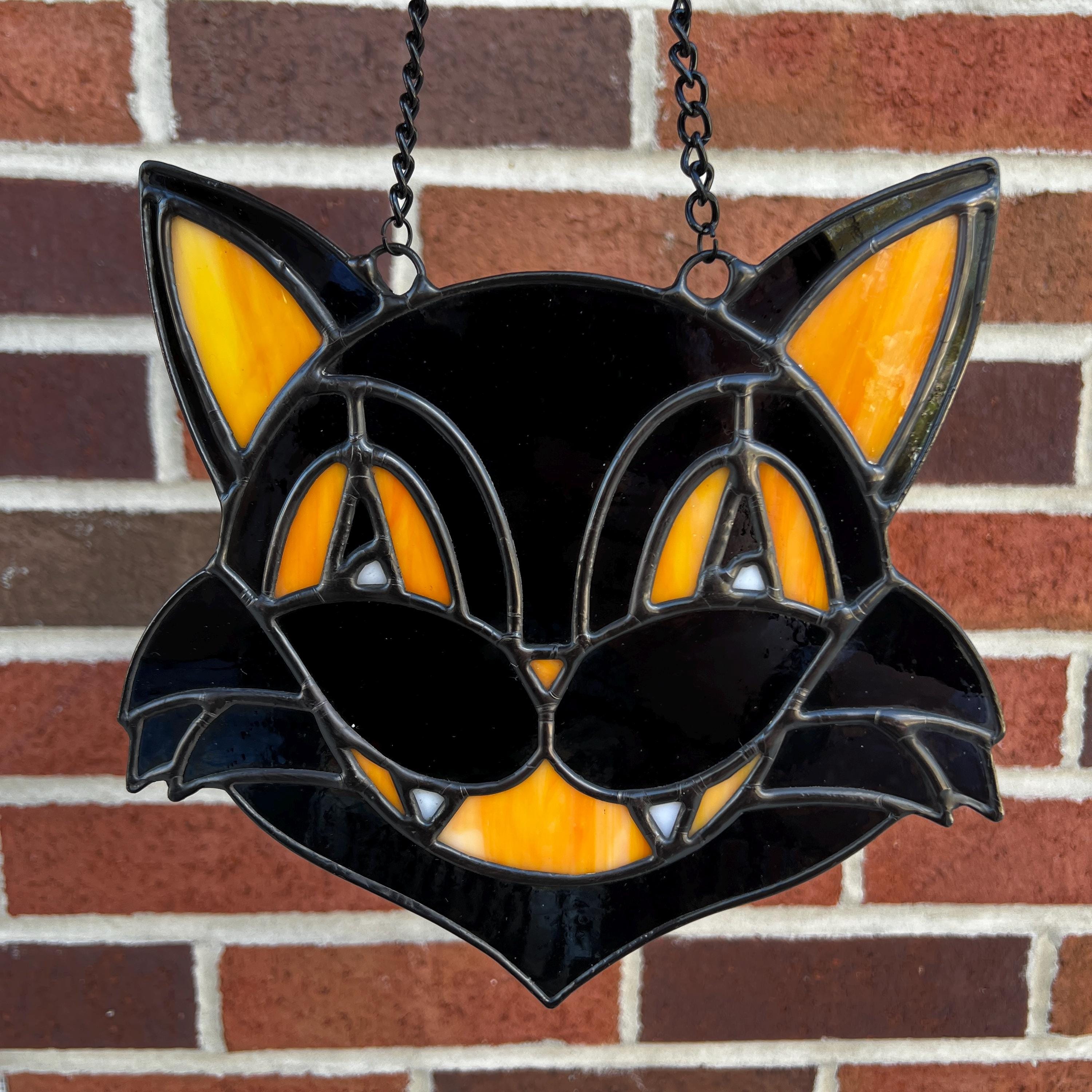 Vintage Inspired Stained Glass Halloween Black Cat *made to Order* - Etsy