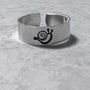 Hand Stamped Snail Adjustable Ring