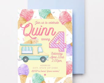 Ice Cream Birthday Party Invitation