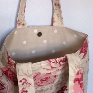 Clarke and Clarke Genevieve Raspberry Floral Fabric Tote - Etsy UK