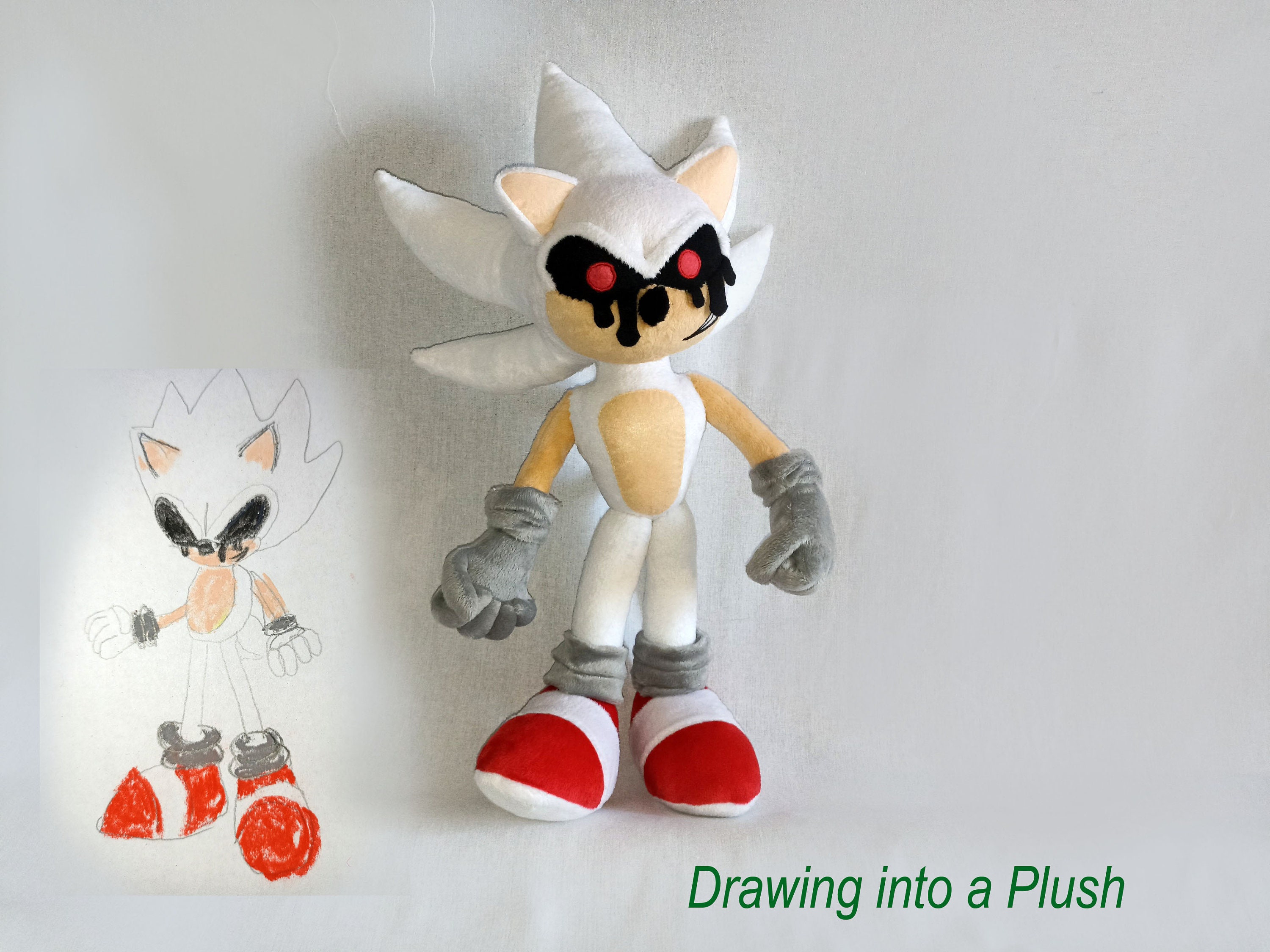 Сustom Plush Just Like Hyper Sonic the Hedgehog Inspired Handmade