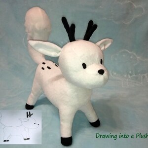 Custom plush Just like  Twig Hilda  white fox the  deerfox inspired (funmade unofficial) handmade to order from the drawing, Not for Xmas