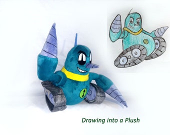Custom plush just like Grounder from sonic robotic chicken inspired, funmade, unofficial, handmade to order,