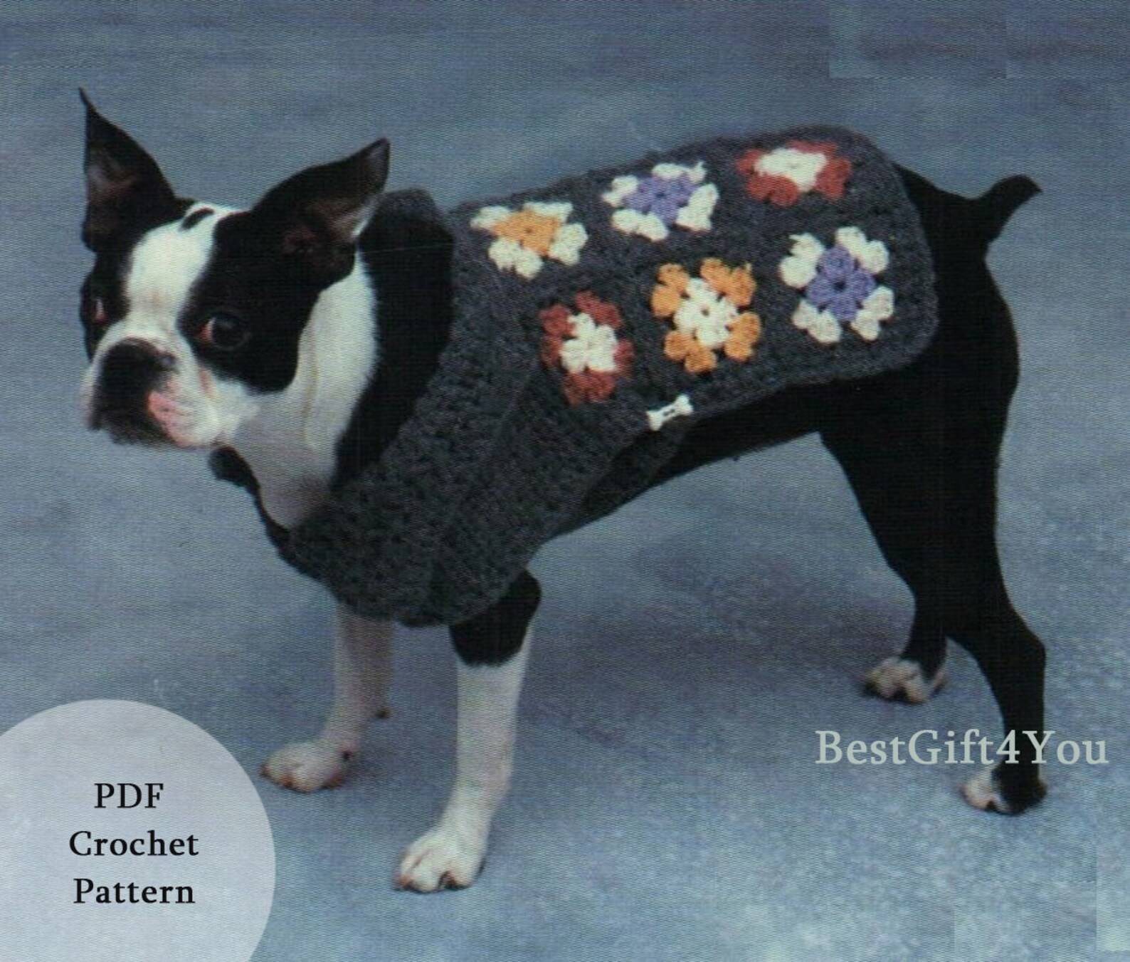 Crochet Granny Square Dog Top Coat Sweater Pattern for Small Etsy